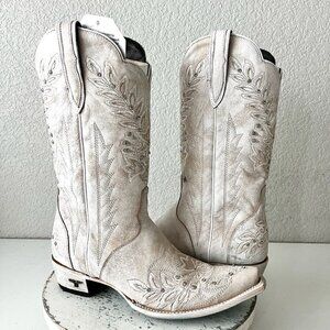 Lane Boots DESTINY White Cowboy Boots Western Mid Calf Tall Snip Toe Size 11